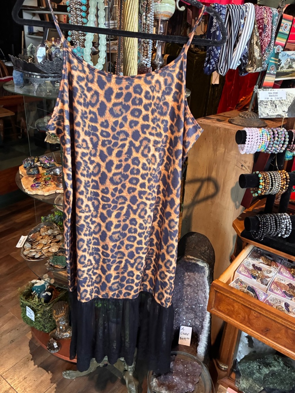 L&B Leopard Print Camisole Slip Dress in Beige and Black - Picture 5 of 7